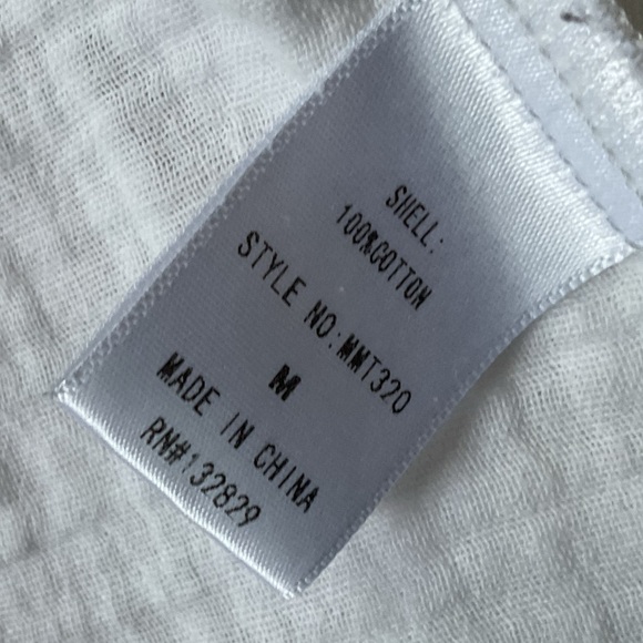 MIOU MUSE Double Gauze Button Down Shirts, white, Medium - Picture 6 of 8